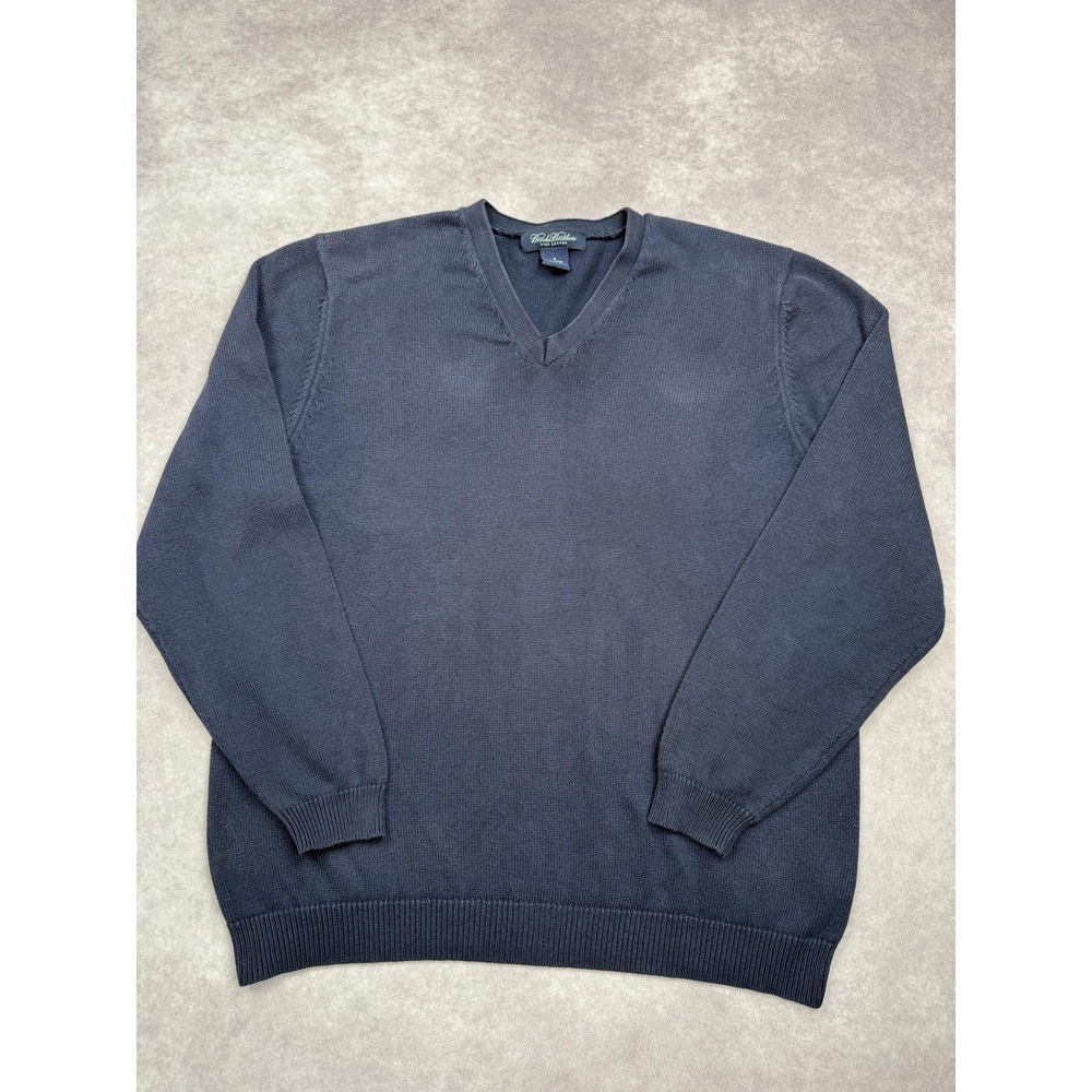 Brooks Brothers Sweater Mens Medium V Neck Pullover Classic Pima Cotton Navy Blu